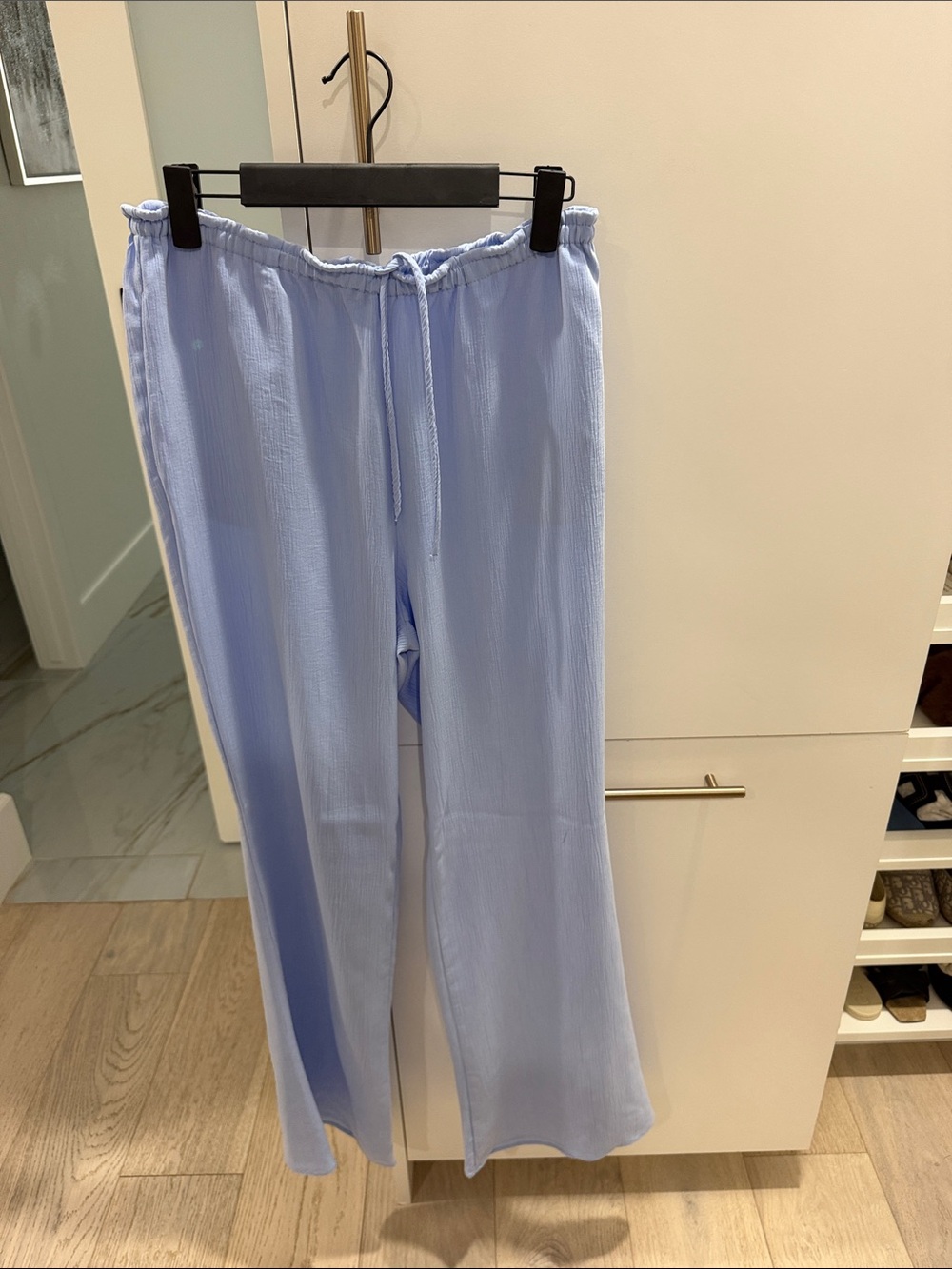 Zara Light Blue women Drawstring Relaxed pants